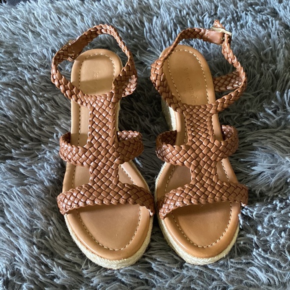 Kate Spade brown fay braided leather wedge sandals - Picture 3 of 13